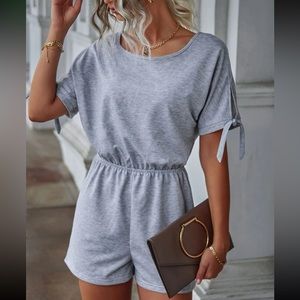 Gray Tie Back Romper